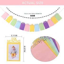 Banner de fotos de primer cumpleaños de arco iris, pancarta de fotos de primer cumpleaños para niña/niño, pancarta de fotos de 12 meses, guirnalda de accesorios para fotos de tartas, guirnalda de