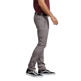 Cherokee Mens Skinny Straight Double Knee Work Utility Pants, Silver, 28W x 30L US