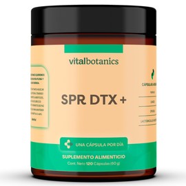 SPR DTX+. Ciruela, Linaza, Papaya y Lactobacillus Acidophilus. Con 120 cápsulas de 500mg (4 meses). VitalBotanics. Suplementos Alimenticios. Multivitaminico. Libre de Gluten y Aditivos.