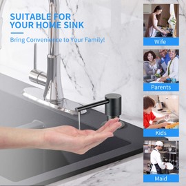 SVAVO Soap Dispenser for Kitchen Sink, Stainless Steel Sink Soap Dispenser Pump, Refill from The Top, Kitchen Soap Dispenser with Liquid Soap Bottle, for Sink Countertop Install, Chrome