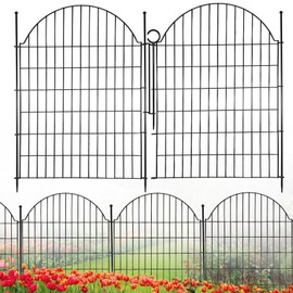 Blingluck Decorative Metal Garden Fence with Gate Lock 10 Panels, 40in (H) x 23.6ft (L) No Dig Dog Fence Outdoor for Yard, Temporary Rustproof Metal Wire Rabbit Dog Garden Border Fencing for Patio