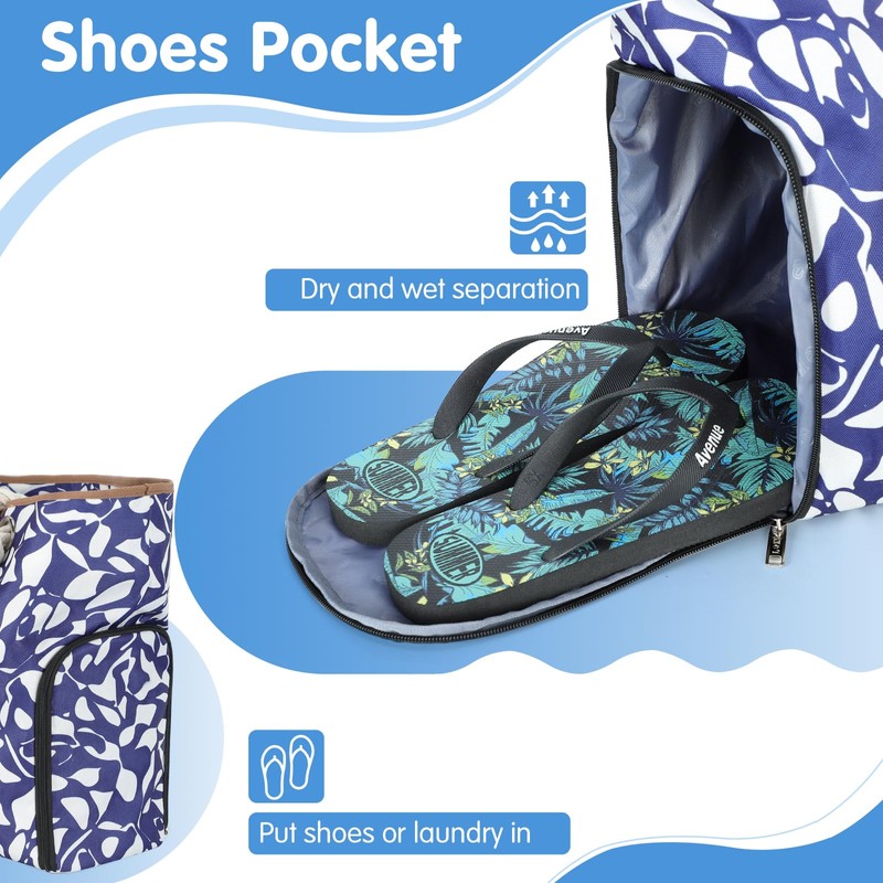 Lekespring Women's Large Beach Bag with Zip, Versatile Bath Bag,