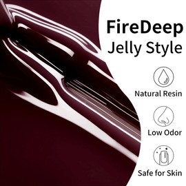 Firedeep Grape Red Gel Nail Polish 16ML Jelly Red Brown Color UV/LED Soak Off Neutral Gel Polish for Winter Spring 1Pcs