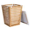 Household Essentials Slatted Natural Bamboo Hamper with Cushioned Lid and