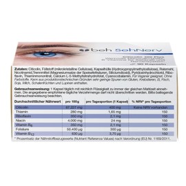 beh SehNerv, 90 Kapseln - Nahrungsergänzung zur Unterstützung der normalen Sehkraft und normalen Funktion des Nervensystems, mit Citicolin und B-Vitaminen