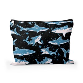 Cafl Underwater World Shark Makeup Bag Shark Toiletry Bag Cosmetic Bag for Women Large Capacity Makeup Bags Travel Toiletry Bag Accessories Organizer 10 * 8in