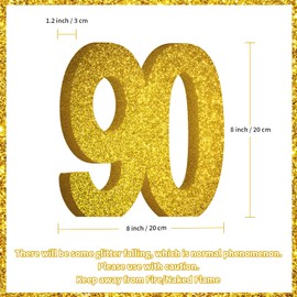 90th Birthday Decorations for Men and Women,90th Anniversary Decorations,Gold Glitter 90th Birthday Party Centerpieces for Table Decorations,90 Table Topper Decor