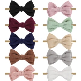 DRESHOW Baby Girl Headbands and Hair Bows Nylon Headbands 10 Pack of Hair Accessories for Newborn Infant Toddlers Kids