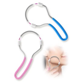 ASADAYS Facial Hair Remover Spring Tool - Precision Threading Device for Upper Lip Chin & Cheeks - Portable Stainless Steel Design for Women (Blue & Pink)