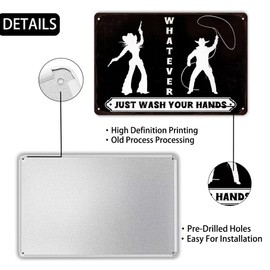 Cowboy Cowgirl Bathroom Metal Sign, Vintage Restroom Door Sign Funny Rustic Western Themed Metal Wall Decor for Farmhouse Cafe Bar Pubs Clubs 8x12 Inch