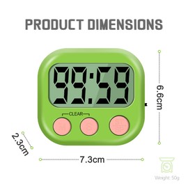Kitchen Timer, Kitchen Timers for Cooking, Digital Visual Timer Magnetic Countdown Timer with Loud Alarm, Big Digit, Back Stand, Hanging Hole for Shower, Bathroom, Study, Teacher, Kids (Green)