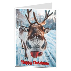 Funny Christmas Card Reindeer Selfie For Men & Women Perfect For Friends & Family Modern Luxury Xmas Design