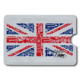 Minder® 5 Pack Designer Card RFID Blocking Anti Theft Secure Protector Sleeve Holder Wallet for Credit/Debit/ID/Oyster Cards - Prevent Fraud, Card Clash ~ As Seen On BBC (Union Jack)