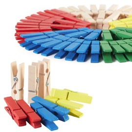 GZXUNFA (Pack of 100) Mini Multi-Colored Wooden Clothespins About 1.38" Long with 82 Feet of Natural Jute