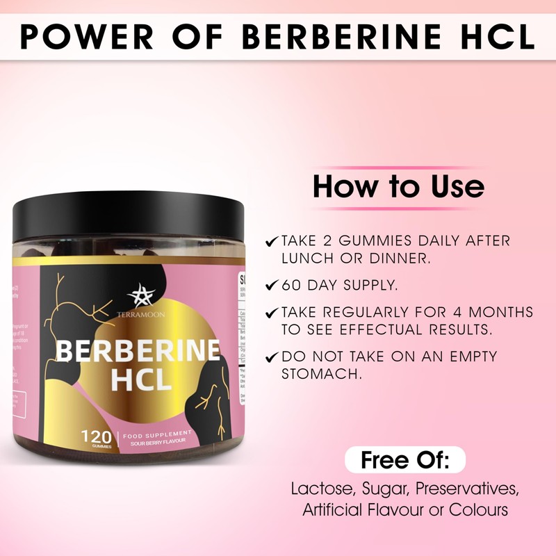Berberine HCL 98% 2000mg, 120 Gummies, 60 Day Supply, Sour