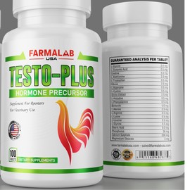 Farmalab Testo-Plus Testo Plus para Gallos, Roosters, Gamefowl Dewormx 100 Tabs