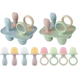 PandaEar 2 Pack Silicone Popsicles Molds for Toddlers, Mini Breastmilk Popsicle Molds, Ice Pop Mold with Sticks & 8-Cavity, BPA Free