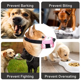 Eirpoot Dog Muzzle, Soft Nylon Printed Mask, Breathable Mesh Adjustable Anti Bite and Anti Miseating Mouth Cover, Circular Small, Medium and Large Dog Pet Mask (Pink-XL)