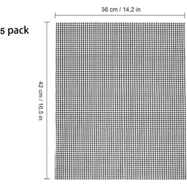 Grill Mat for Gas Grill, Grill Grid, 5 Pieces Non-Stick Grill Mat, Grill Mat Set, 42 x 36 cm Teflon Mesh Grill Mat, Reusable, BBQ Grill Mat for Gas Grill, Charcoal, Electric Grill, Back