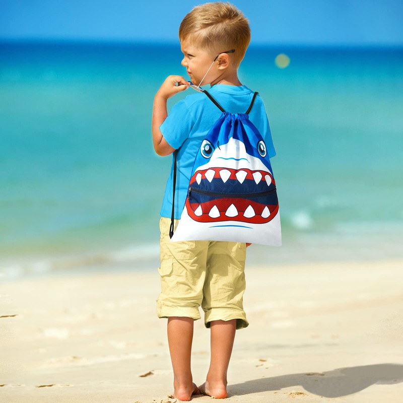 Shark Drawstring Backpack - Drawstring Bags for Boys Kids Swim