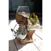 KALALOU DWA1007 Three Blown Glass Bowls On A Driftwood Base