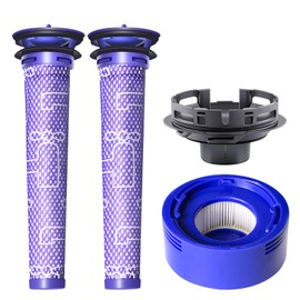 keluke 4 Pack Vacuum Filter Replacement and Motor Cover Upgrade Kit Compatible with Dyson V7, V8 Animal, SV10 Cordless Vacuum Cleaners, 2 Pre-Filters, 1 Post-Filter, 1 Motor Rear Cover