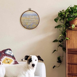 TLESKE Wildflower Christian Scripture the Lord Is My Shepherd Round Wall Art Decor 10x10, Floral Bible Verse Psalm Framed Canvas Wall Art Prints Artwork, Religious Wall Hanging Room Decor for Bedroom Living Room