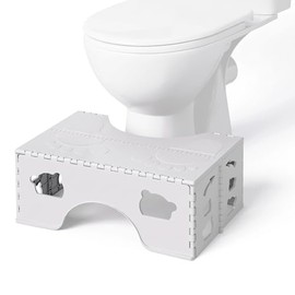 Foldable Toilet Stool Squat, 7 Inch Healthy Squatting Potty for Adults with Anti-Slip Feet, Portable Travel Poop Stool Adult, Lightweight & Easy Storage Bathroom Toilet Step Stool, Gray
