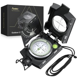 Anbte Military Compass with Clinometer, Professional Marching Compass IP65 Compass with Carry Bag, Waterproof Navigation Compass for Hunting, Camping, Hiking, Outdoor Activities (Black)