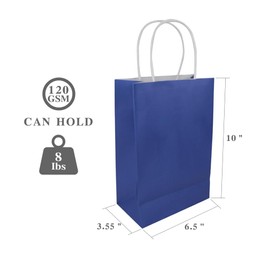 Ottin 30Pcs Medium Royal Blue Paper Gift Bags with Handle Bulk Paper Party Favor Gift Bags for Kid's Birthday Grocery Shopping Retail Wedding Gift Sacks Takeout Party Favor Bags