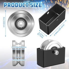 Tatuo 2 Sets 4''V-Groove Slide Gate Wheel with Welded Bracket Box Heavy Duty Sliding Inverted Track Gates Rollers 1-13/16 Width Sliding Rolling Wheels up to 3000 Lbs Capacity, Dual Sealed Bearing