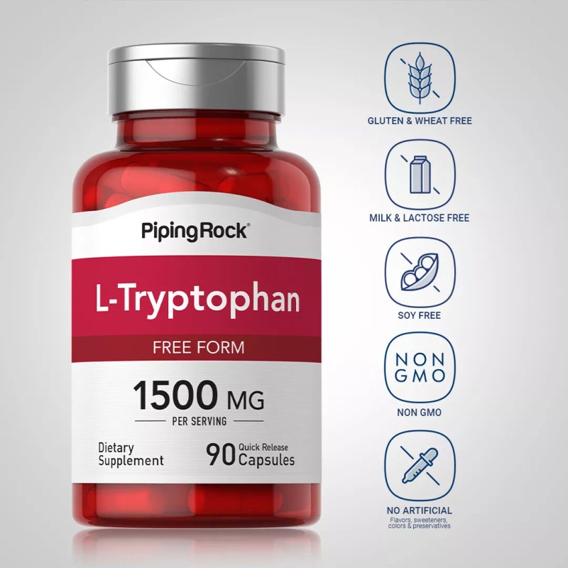 Piping Rock L-Tryptophan Capsules | 1500mg | 90 Count |