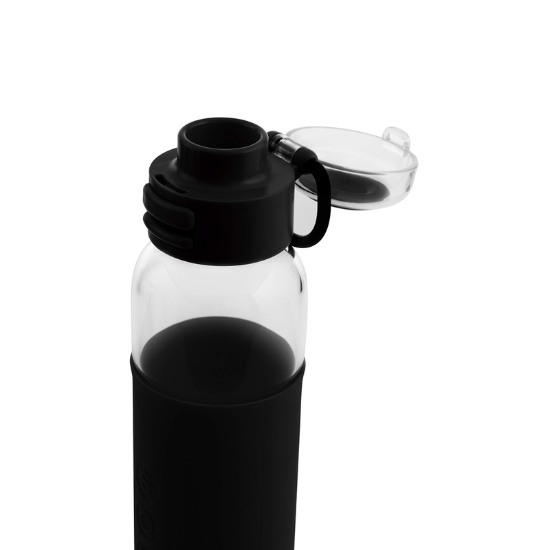 SOMA Glass Water Bottle with Silicone Sleeve, Sport Cap, 17-ounce,