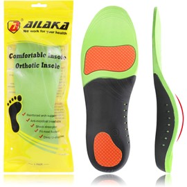 Ailaka - Plantillas ortopédicas para zapatos con apoyo de arco para hombres y mujeres, inserciones deportivas con gel de absorción de golpes para pies planos, fascitis plantar, alivio del dolor de talón