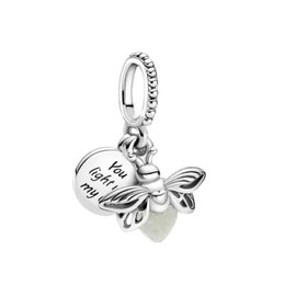 polengju Firefly Dangle Charms for Women Bracelet Necklace 925 Sterling Silver with 5A Cubic Zirconia,Mother's Day Birthday Christmas Jewelry Gifts