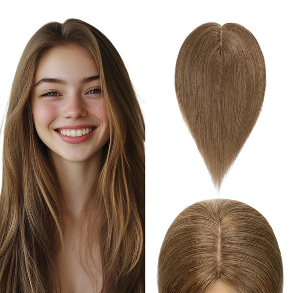 Elailite Hair Topper, Real Hair, #6 Light Brown, 20 cm,