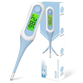 Fiemack Digital Basal Thermometer for Adults and Kids, 8s Fast Reading, Accurate & Safe Oral Thermometer for Baby with Fever Alarm, °C/°F Switchable, 3 Colors Backlit Medical Rectal Thermometers