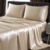 SiinvdaBZX 4Pcs Extra Deep Pocket Satin Sheet Set King Size,