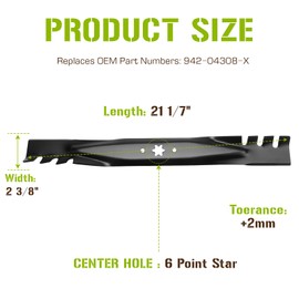 PetMigo 942-04308-X Blade for 42-inch Cutting Decks,for MTD T1100 T1200 Cub Cadet RZT XT1-LT42 XT2-LX42, Troy Bilt TB42 Mustang Z42 490-110-M108 (2 Pack)