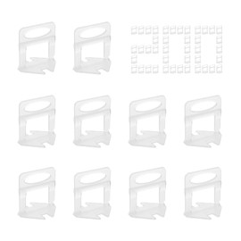 HASLED Pack of 200 Tile Leveling System 3mm - T-type Spacers for Ceramic Tiles (3-12mm Height) - Includes Pull Tabs, Transparent Leveling Clips for Floor & Wall