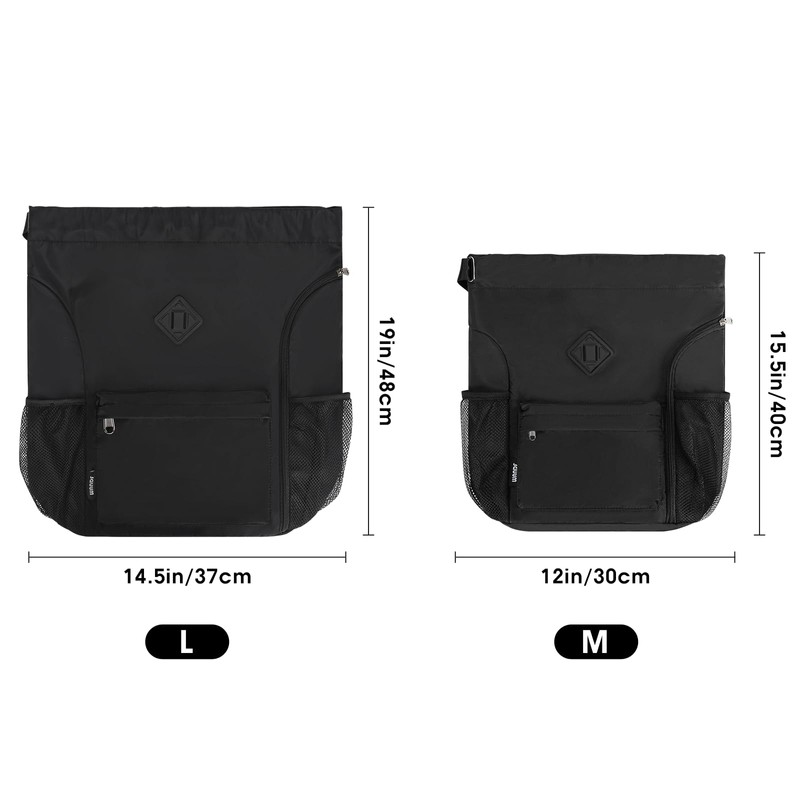 WANDF Drawstring Backpack Sports Gym Bag with Shoes Compartment, Water-Resistant