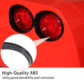 PIUGILH Tail Light Trim Cover Ring Fit for C6 Corvette 2005-2013 Exterior Accessories, ABS Car Rear Trunk Taillight Lamp Trim Cover, 4Pcs(Piano Black)