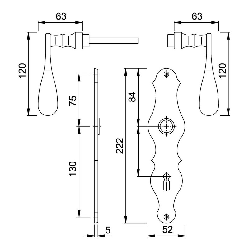 HOPPE Weimar M112SLN/2007 MS F73 OB Long Plate Fitting 72