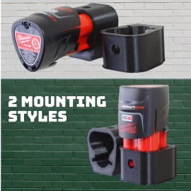 Generic 2x Milwaukee M12 Locking Battery Holder Wall Mount Slide-in Cover Black