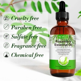 Rosemary Essential Oil, Moisturising Oil for Hair Growth Skin, Face and Body, Natural Colourless Odourless Essential Oil 4.04 FL.OZ
