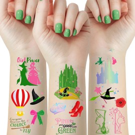 56PCS Iridescent Pre-Cut Witch Theme Temporary Tattoos - Witch Party Decorations & Favors | Witch Themed Tattoos Stickers Gift for Witch Birthday Babyshower Party Goodie Bag Stuffers & Prize Supplies