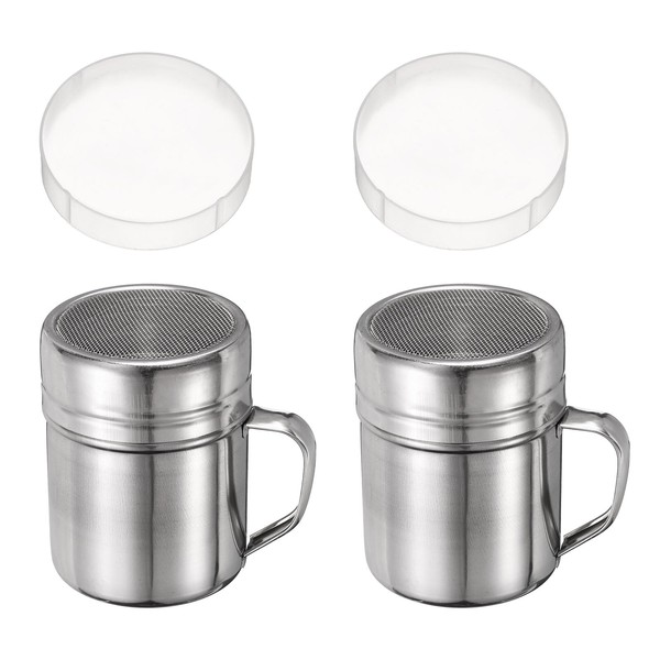 sourcing map 2pcs Salt Dredge Shakers 10 Ounce Stainless Steel