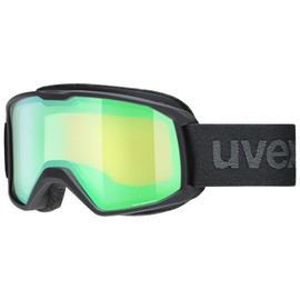 uvex elemnt FM Ski Goggles for Men and Women - Enlarged, Anti-Fog Field of View - Draft-Free Frame Ventilation - Black Matt/Green LGL - One Size