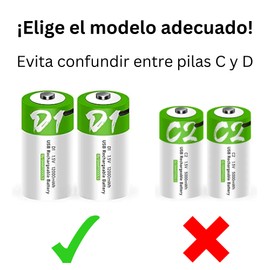 HYGE 2 Pilas D Recargables USB C 12,000mwh 1.5v | Carga Rapida | Alta Duración | Se cargan en 1.5 Horas | Ideal para Boiler de Paso, Juguetes, Linternas, Entre Otros aparatos