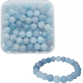 BLAESIFF 8mm Natural Sapphire Beads for Bracelets, 100 Pieces Round Loose Beads for Jewellery Making, DIY Necklace Earrings (Sapphire Pearl)